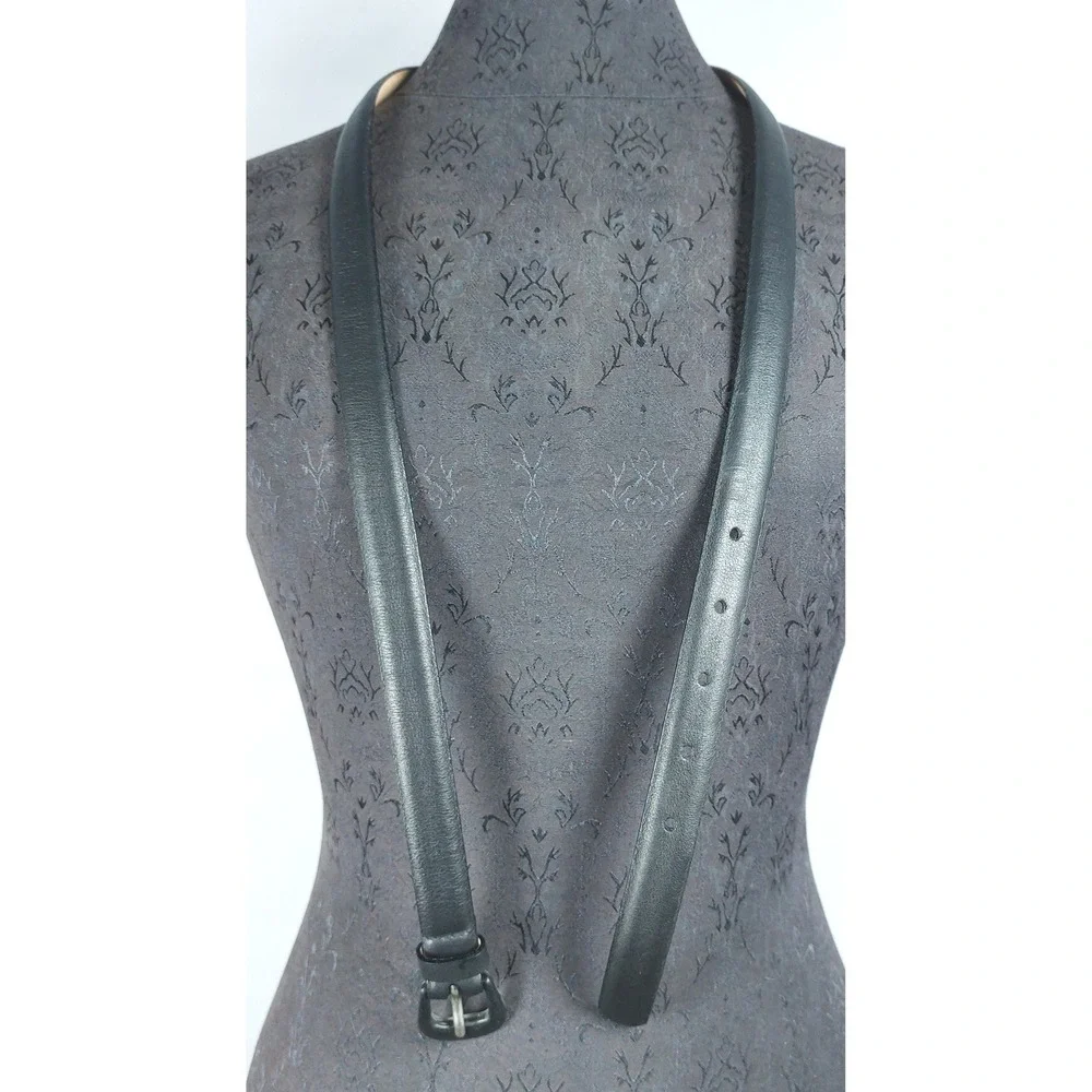 Talbots Italian‎ Leather Black Belt Leather Stirrup Buckle Wms Size XL 45
